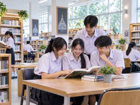 ค้นคว้าความรู้ในห้องสมุด